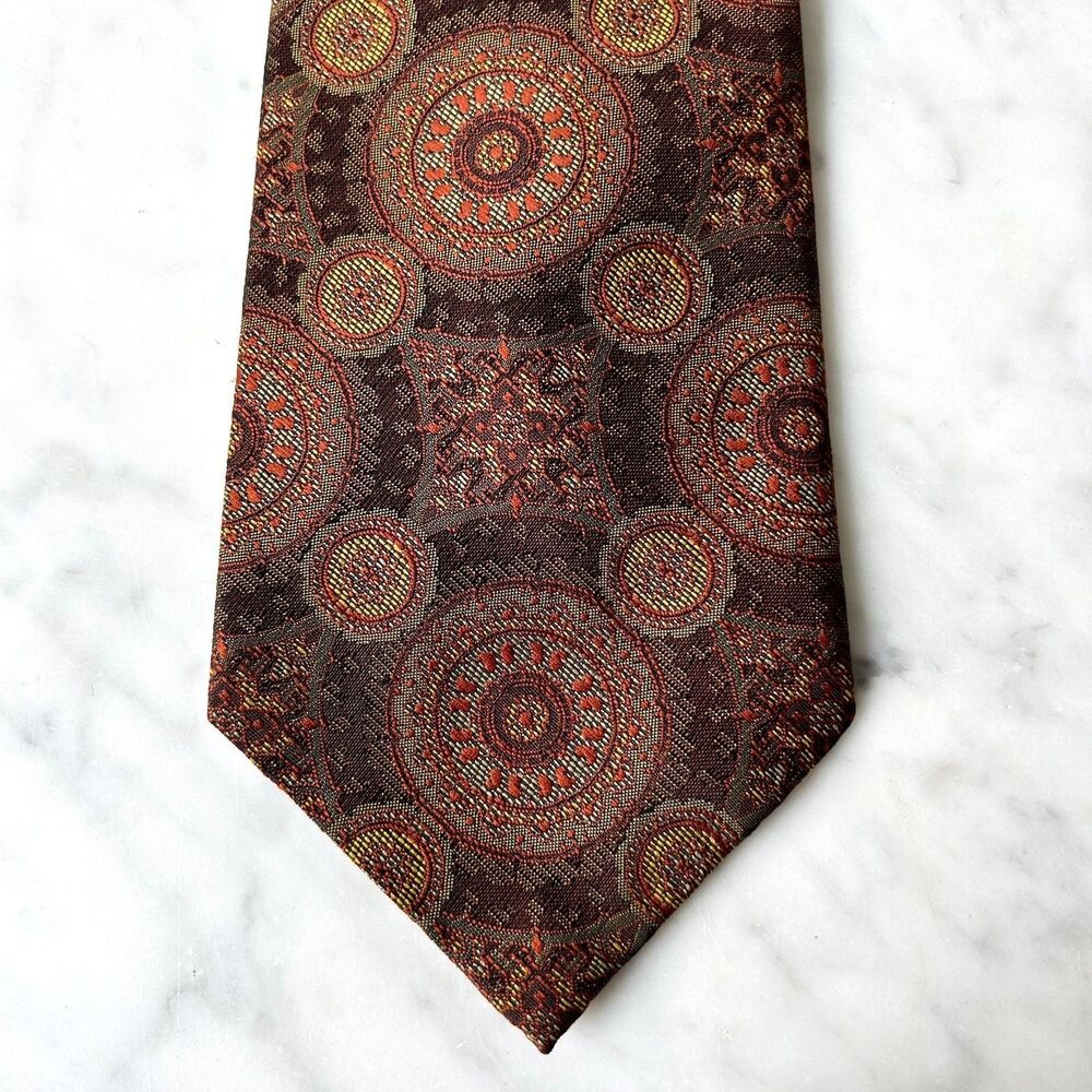 Vintage Neck Tie Geometric Orange Brown Gold Regal Designer Collection 4" x 54"